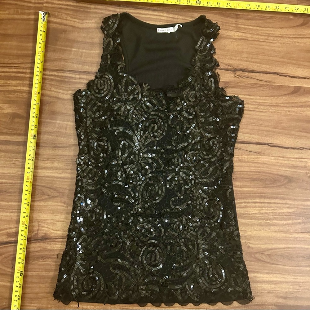 Black Sequin Sexy Fitted Racerback Tank Top